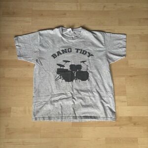 Y2K Bang Tidy Drummer Graphic Gray T Shirt Sz XL